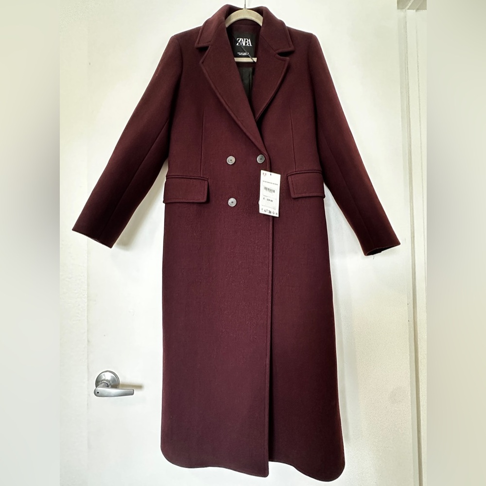 Zara Wool Blend Double Breasted Coat
